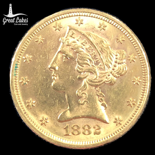 1882 $5 Liberty Gold Half Eagle (AU) (Cleaned)
