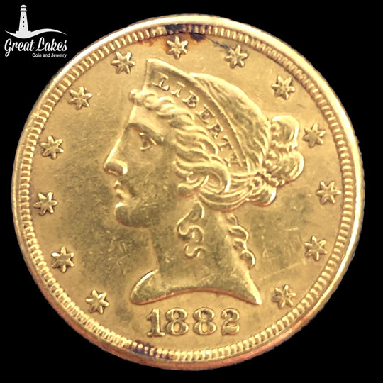 1882 $5 Liberty Gold Half Eagle (XF) (Cleaned / Ex Jewelry)