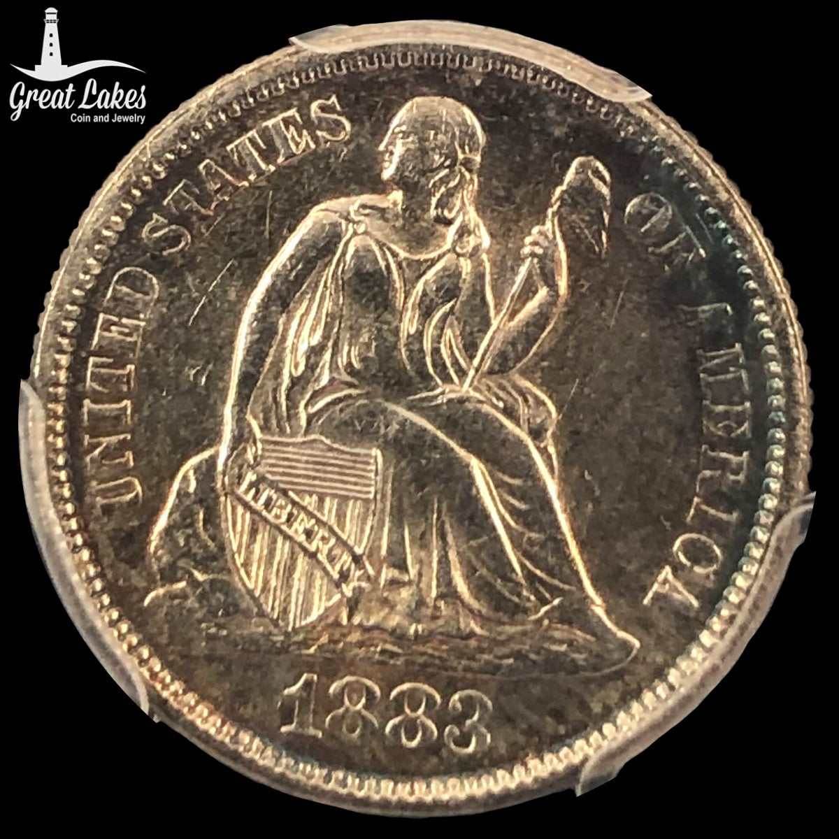 1883 Seated Liberty Dime PCGS AU58