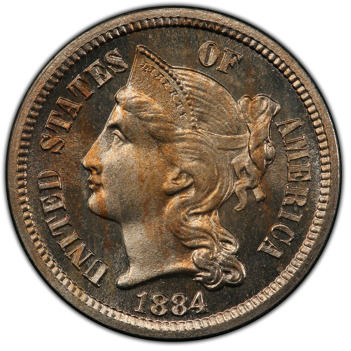 1884 3 Cent Nickel PCGS PR65