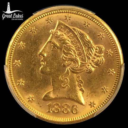 1886-S $5 Liberty Gold Half Eagle PCGS MS63