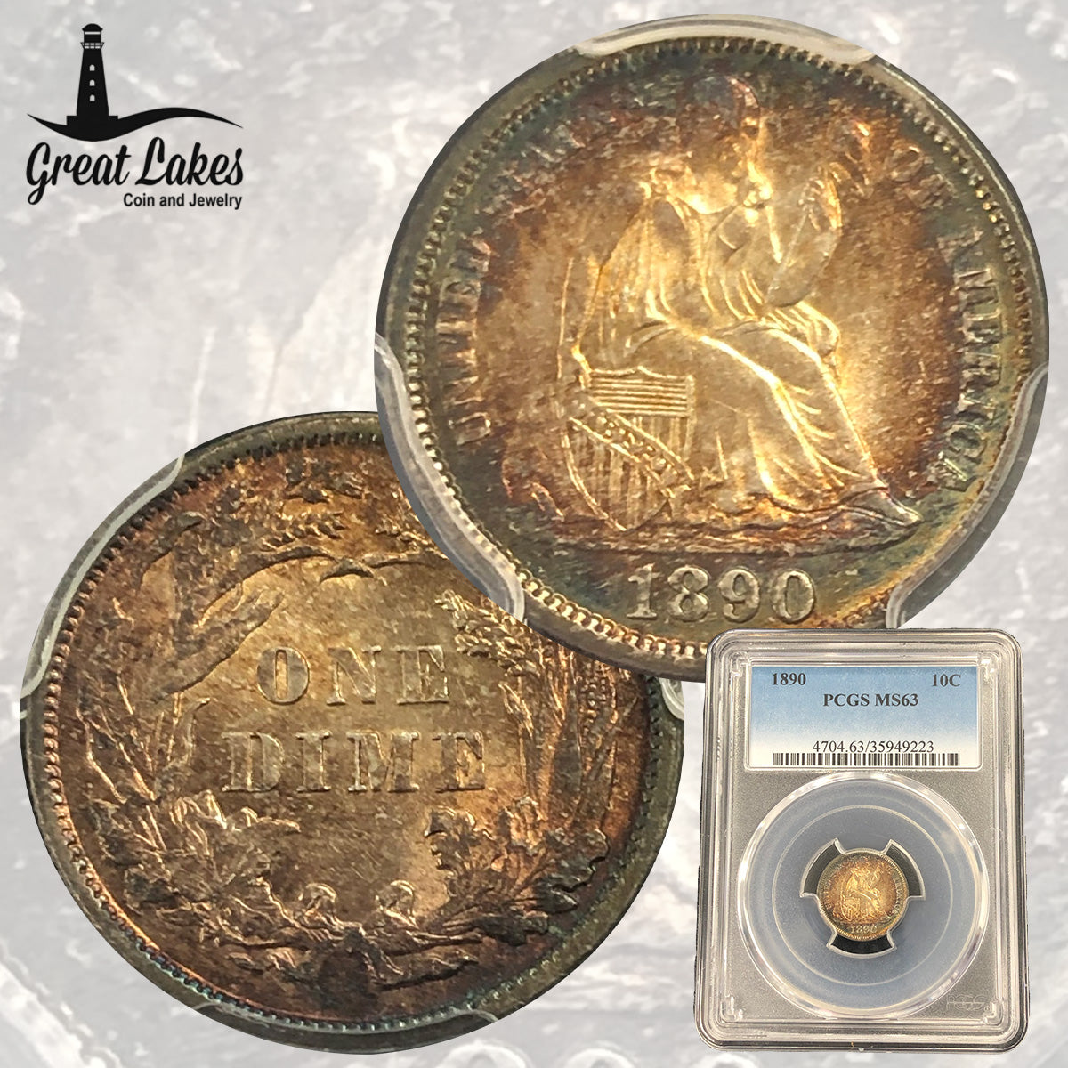 1890 Seated Liberty Dime PCGS MS63