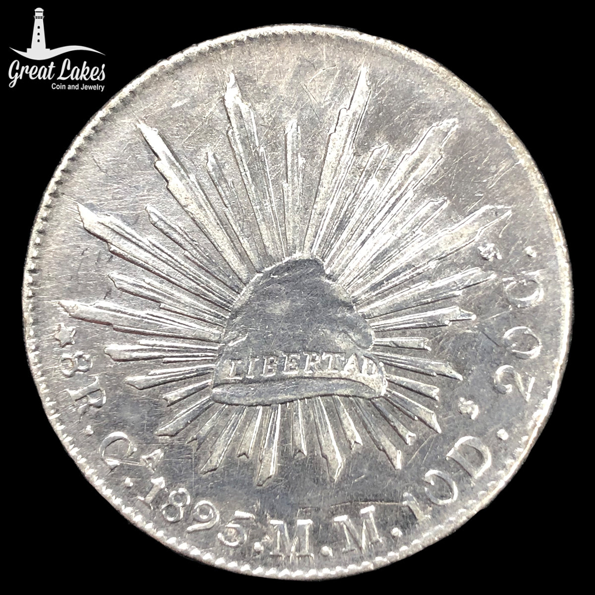 1895 Ca MM Mexico 8 Reales - Chihuahua (XF) (Cleaned)