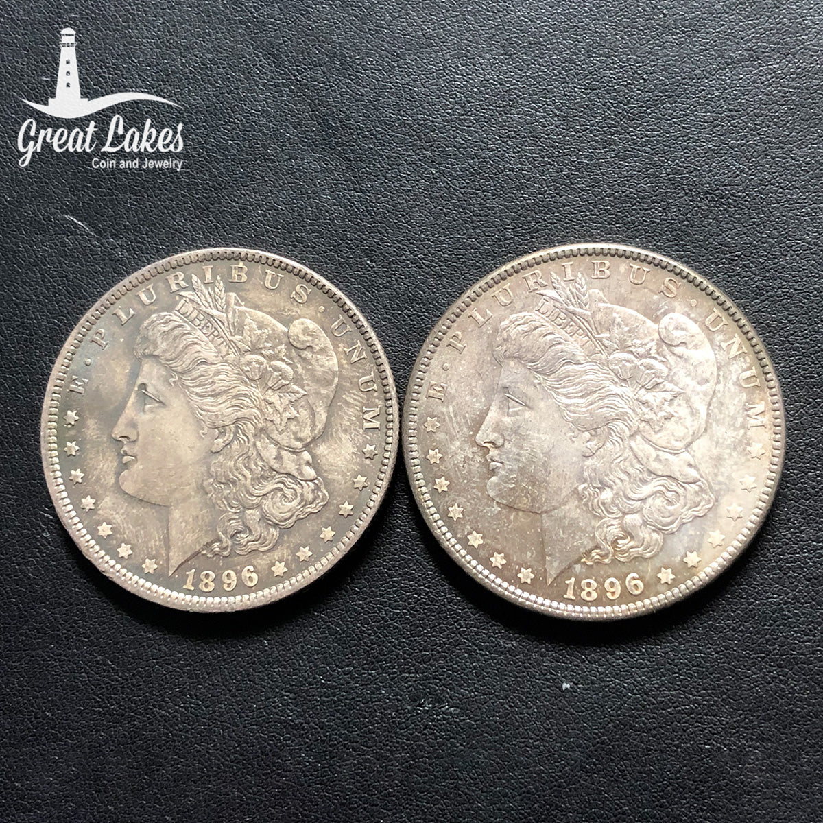 Lot of Two 1896 Morgan Silver Dollars (BU)