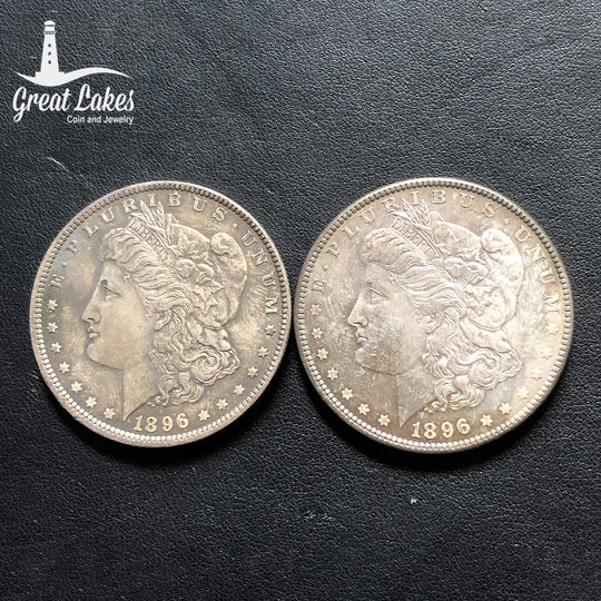 Lot of Two 1896 Morgan Silver Dollars (BU)