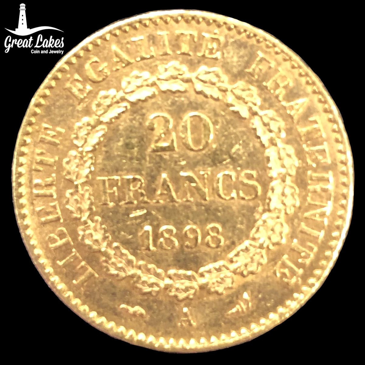 1898-A French Gold 20 Francs Lucky Angel