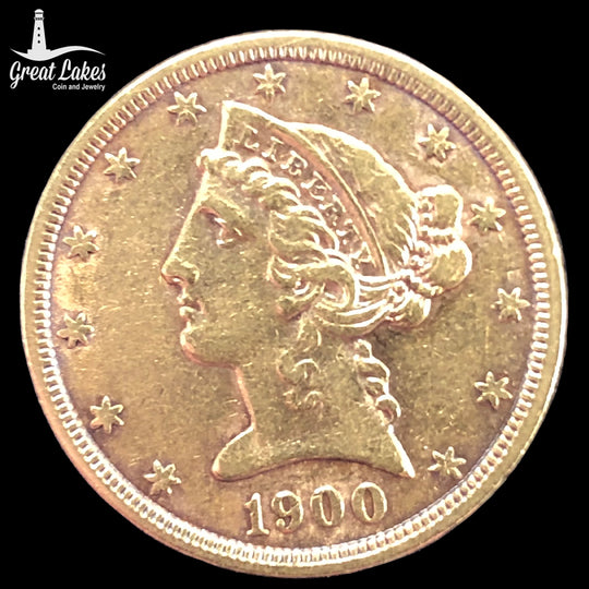 1900 $5 Liberty Gold Half Eagle (AU) (Cleaned)