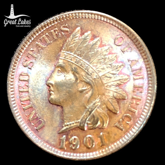 1901 Indian Head Cent (BU) (Toned / Flashy)