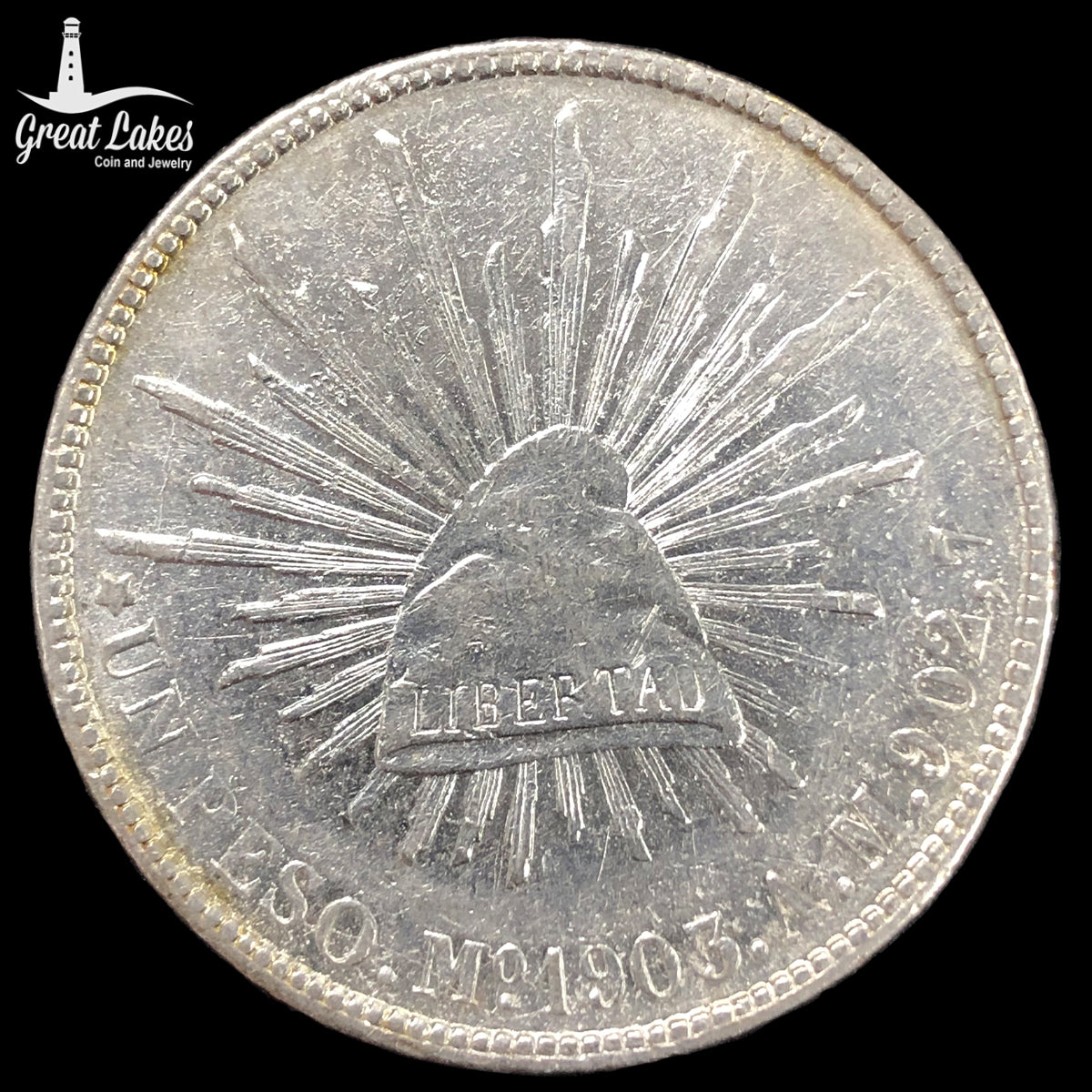 1903 Mo AM Mexico Un Peso (AU) (Cleaned)