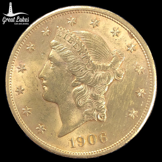 1906-D $20 Liberty Gold Double Eagle (AU) (Lightly Cleaned)