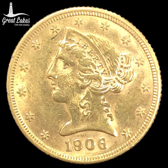 1906-D $5 Liberty Gold Half Eagle (AU)