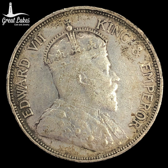 1908 Straits Settlement 50 Cents (VG) (Cleaned)