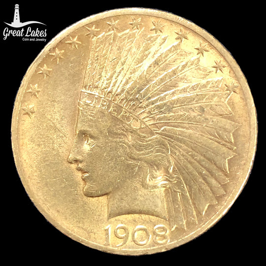 1908 $10 Indian Gold Eagle (AU)