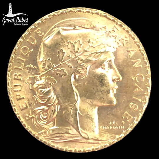 1909 France 20 Francs Rooster (AU - BU)
