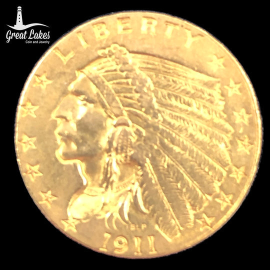 1911 $2.50 Indian Gold Quarter Eagle (AU)