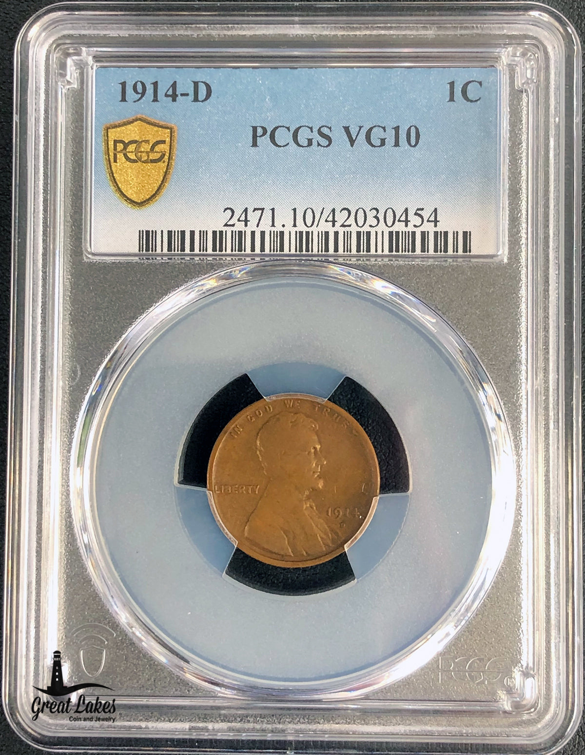 1914-D 1 Cent PCGS VG10BN