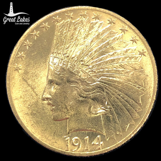 1914 $10 Indian Gold Eagle (AU)