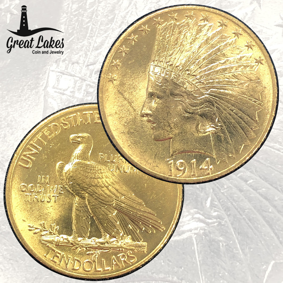 1914 $10 Indian Gold Eagle (AU)