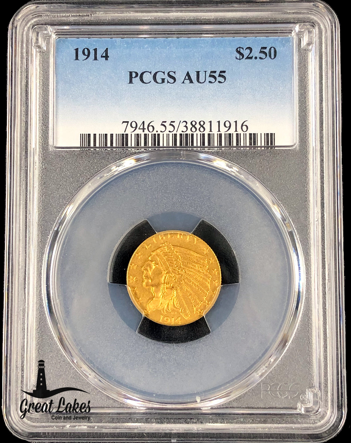 1914 $2.5 Indian Head PCGS AU55