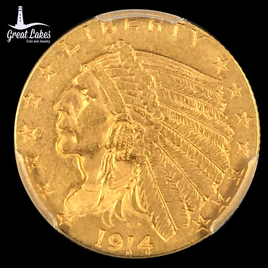 1914 $2.5 Indian Head PCGS AU55