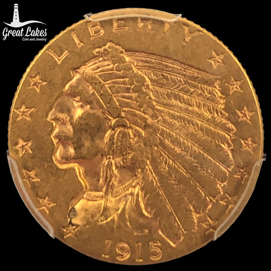 1915 $2.5 Indian Gold Quarter Eagle PCGS AU58