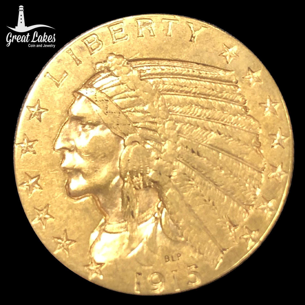 1915 $5 Indian Gold Half Eagle (VF)