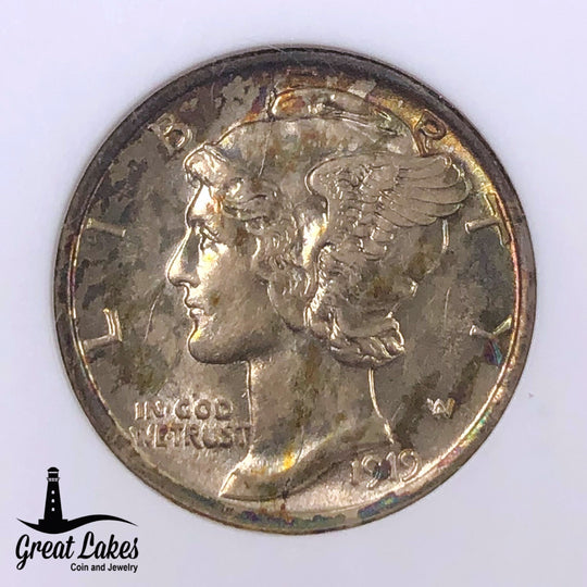 1919-D Mercury Head Dime ANACS AU58
