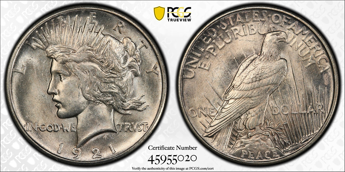1921 Peace Silver Dollar High Relief PCGS AU58