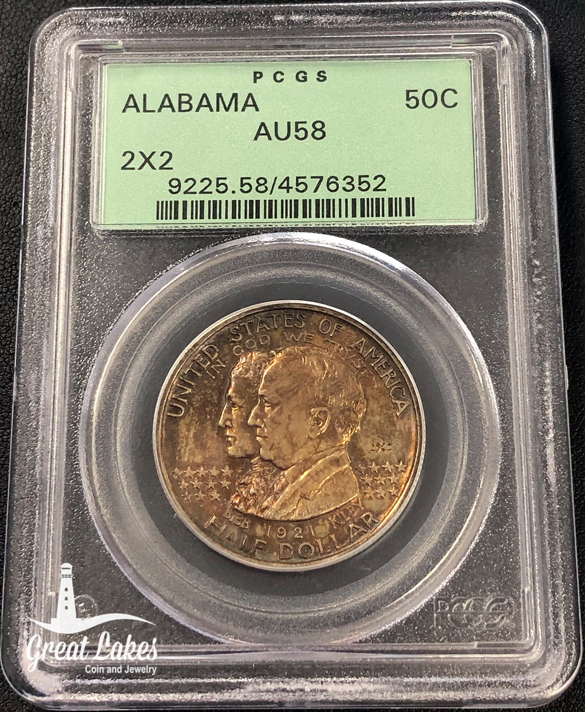 1921 Alabama 2x2 Classic Commemorative PCGS AU58