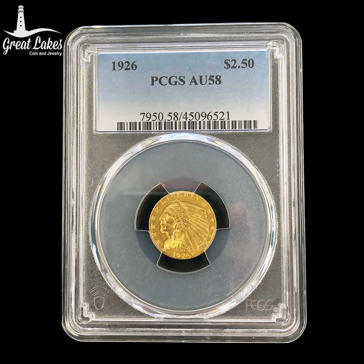 1926 $2.5 Indian Gold Quarter Eagle PCGS AU58