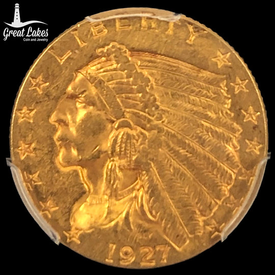 1927 $2.5 Indian Gold Quarter Eagle PCGS AU58