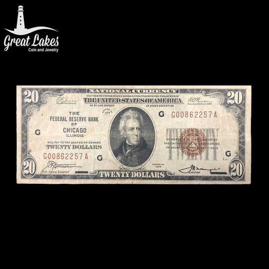 1929 $20 Federal Reserve Bank Note “Chicago” (VF)