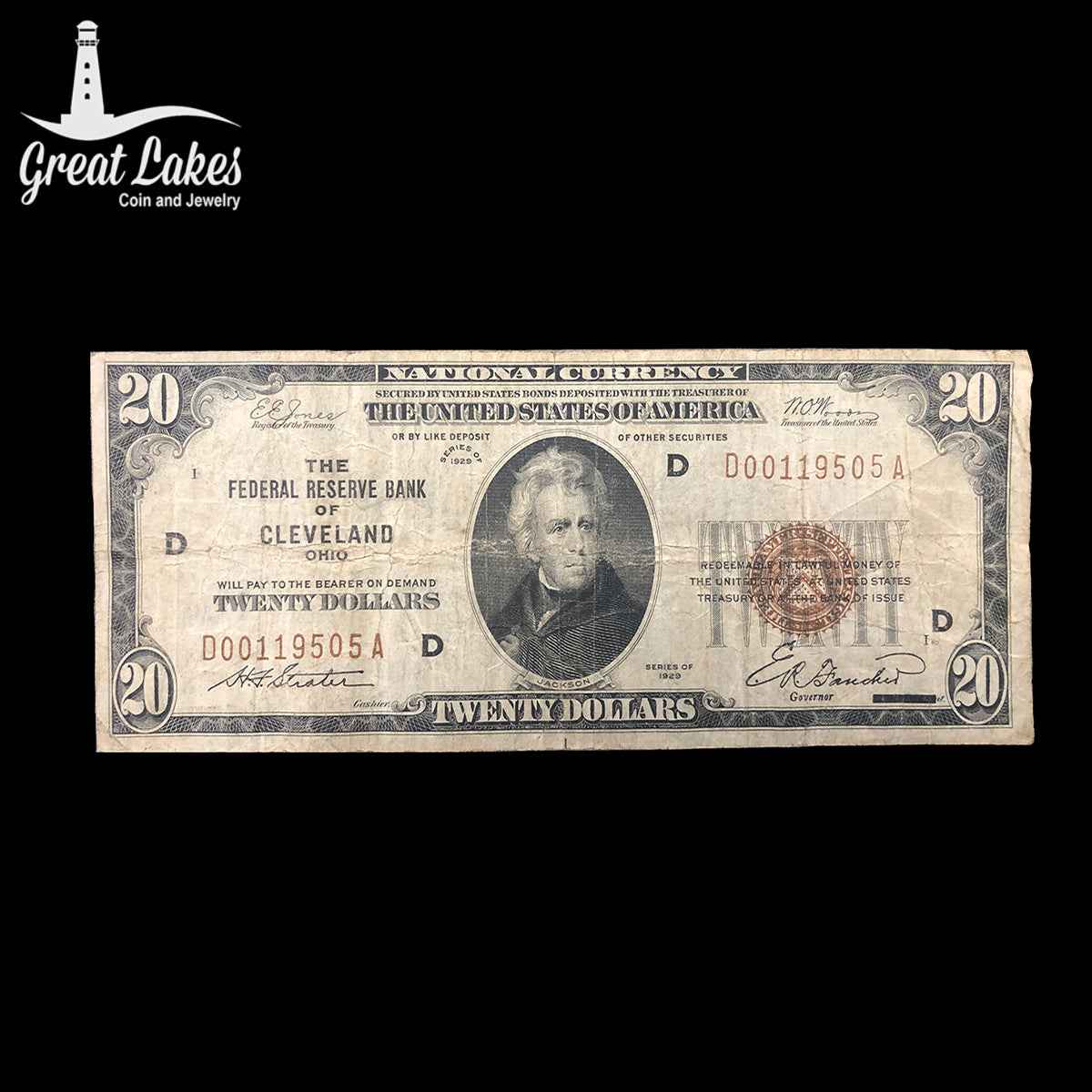 1929 $20 Federal Reserve Bank Note “Cleveland” (F)