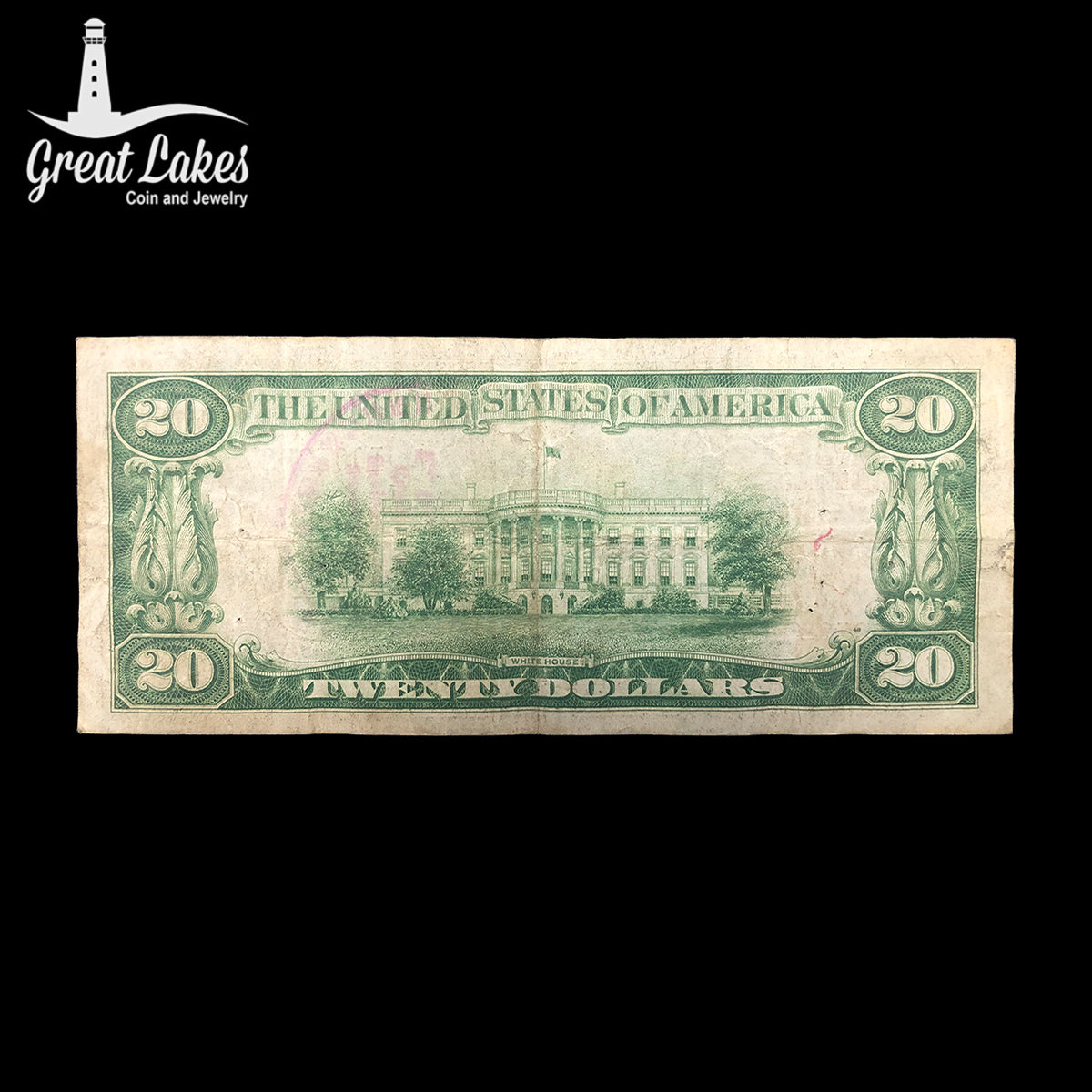 1929 $20 Federal Reserve Bank Note “Minneapolis” (VF) (Pinholes and Teller Stamp)
