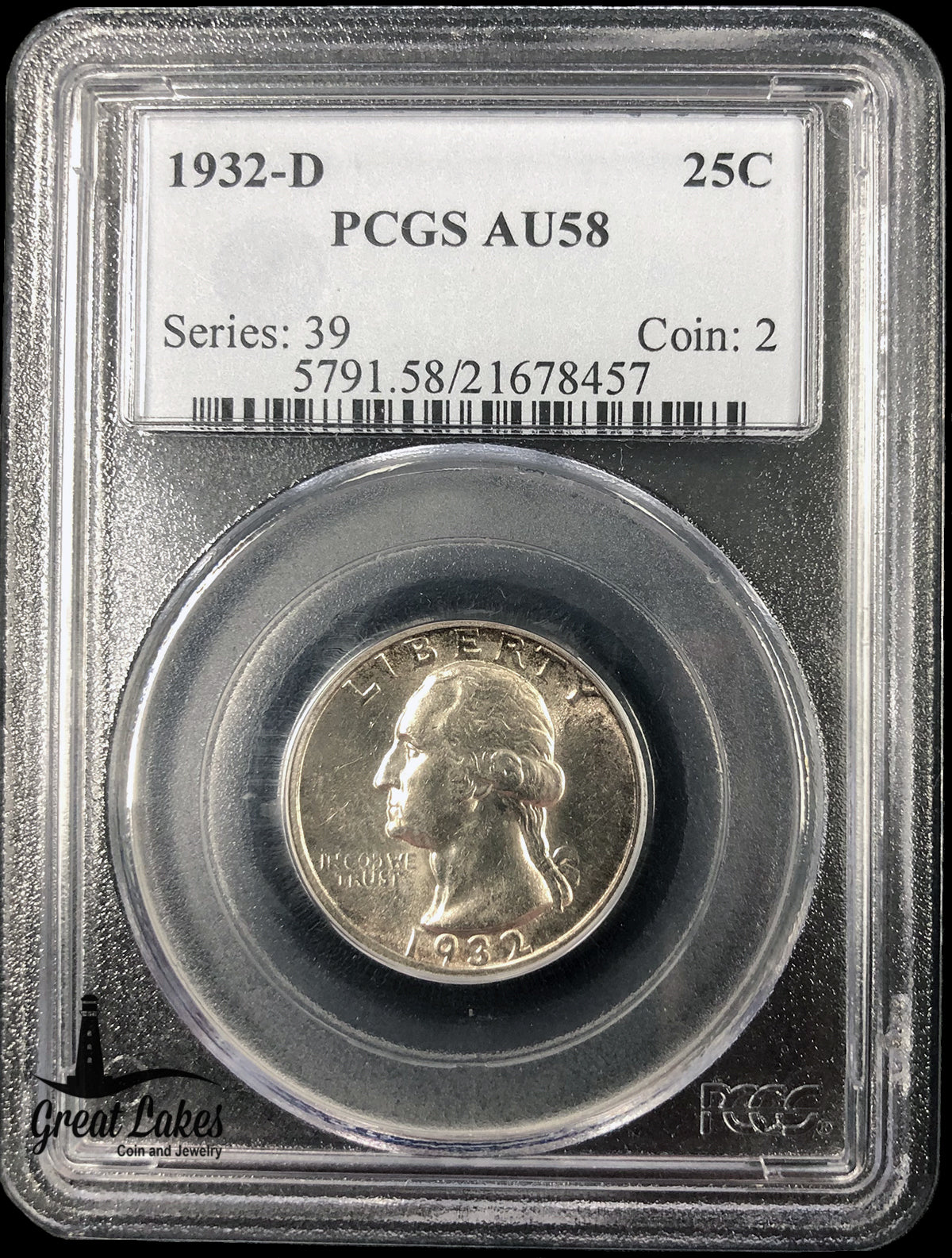 1932-D Washington Quarter PCGS AU58