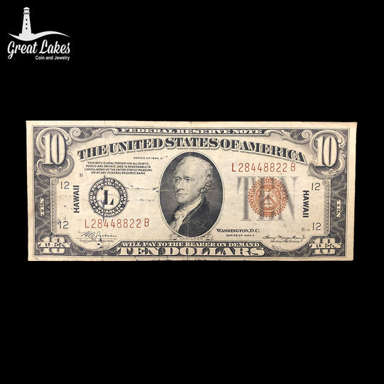1934 A $10 Hawaii Note (VF)