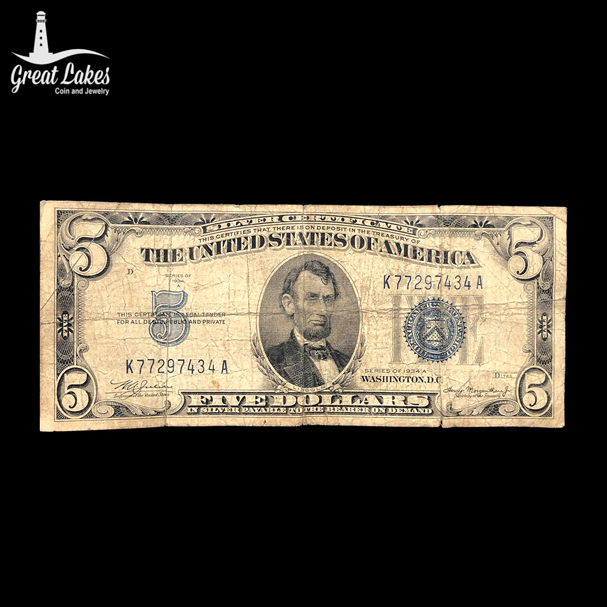 1934-A $5 Silver Certificate (VG)