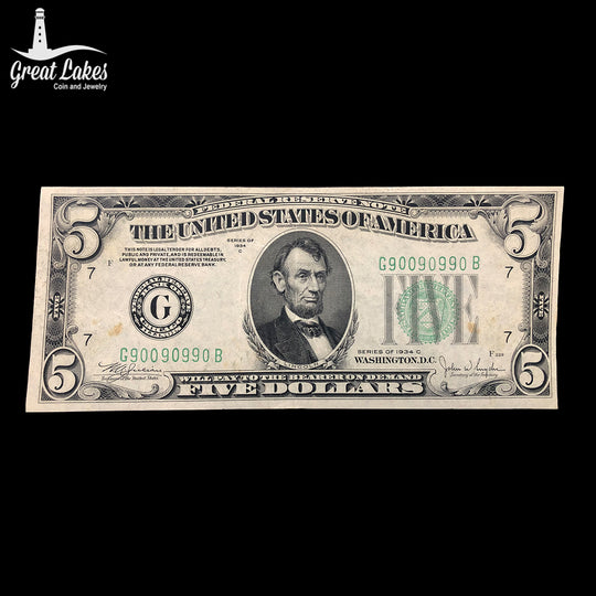 1934-C $5 Federal Reserve Note (XF)