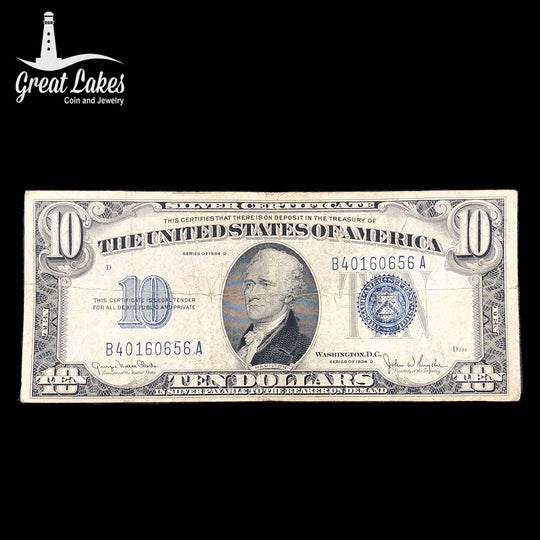 1934 D $10 Silver Certificate (VF)