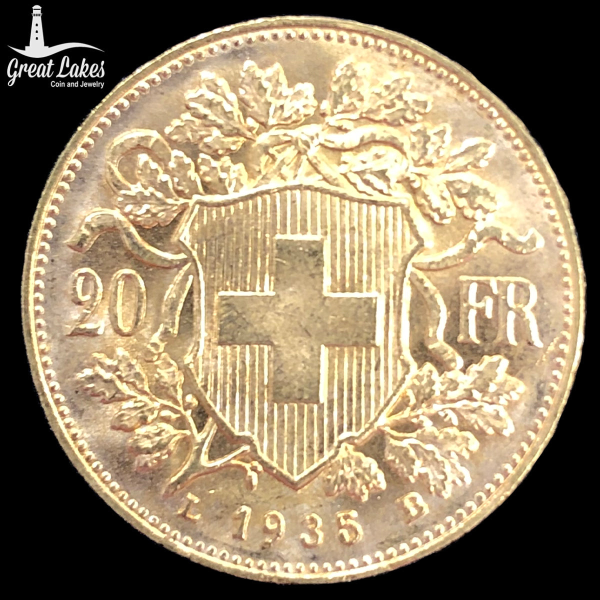 1935 L-B Switzerland 20 Francs Helvetia (BU)