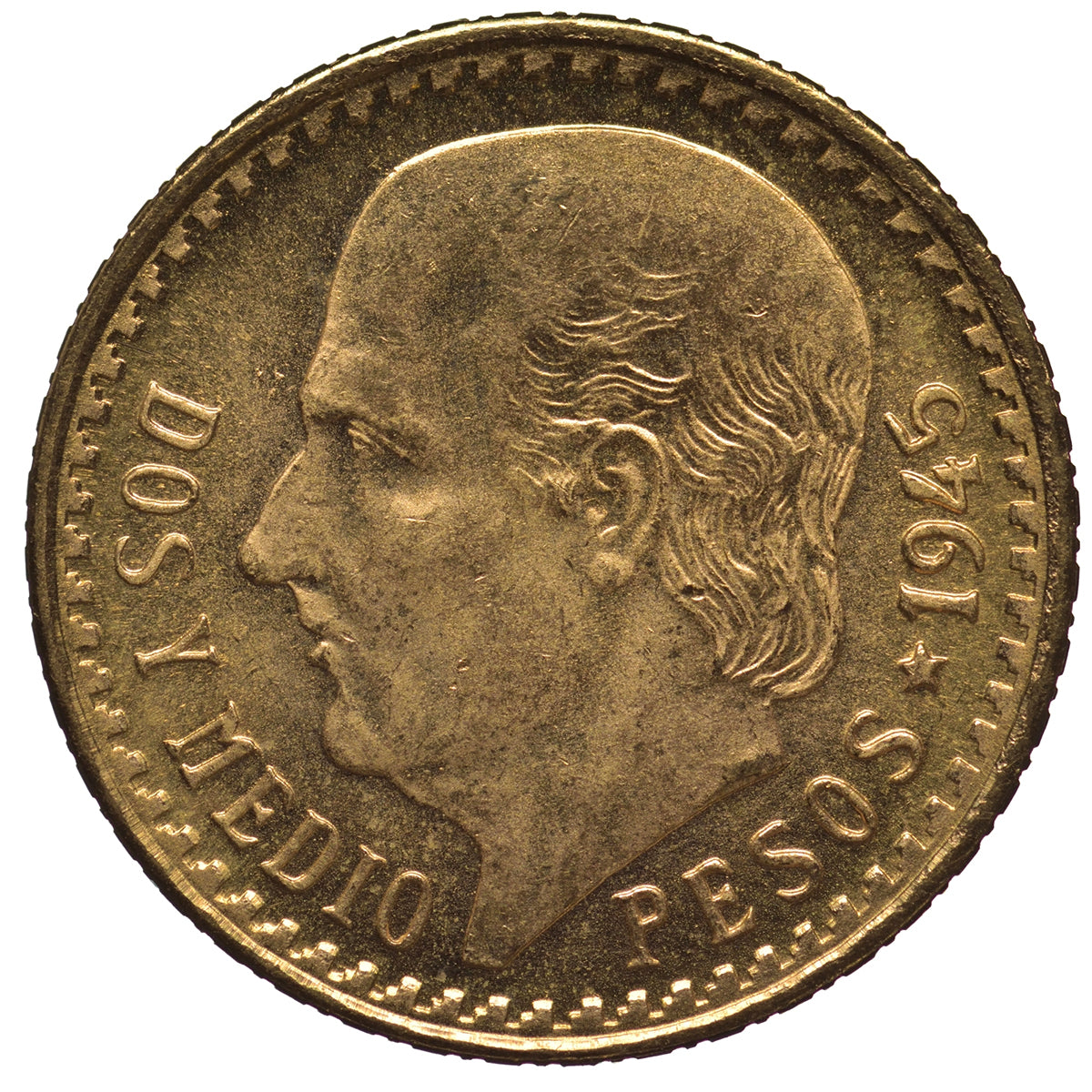 1945 Mexican 2 1/2 Pesos Gold Coin