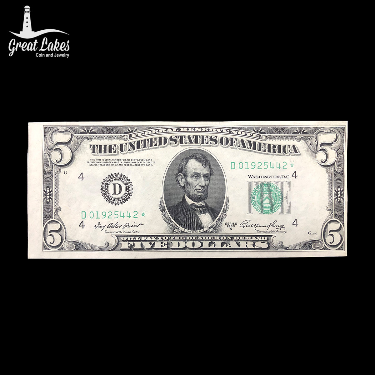 1950-A $5 Federal Reserve Star Note (CU)