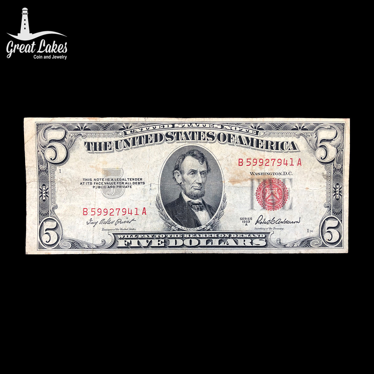 1953-A $5 Legal Tender (VF Details)