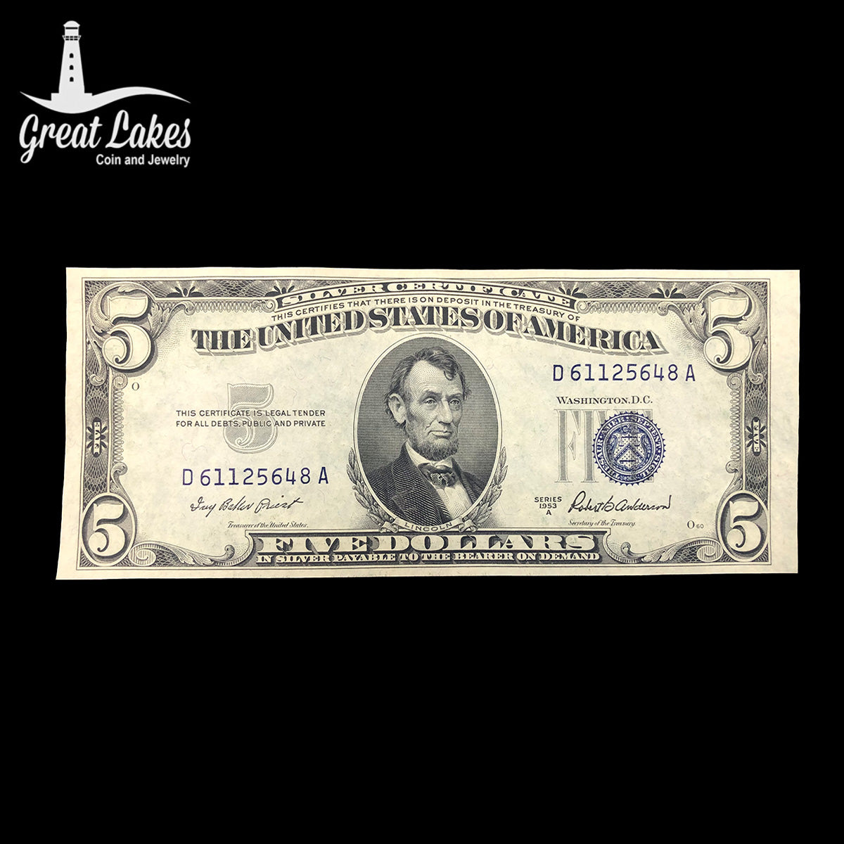 1953-A $5 Silver Certificate (AU)