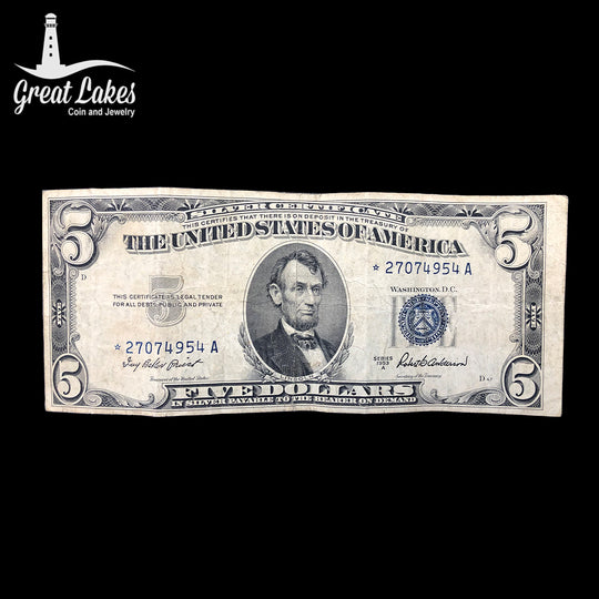 1953 A $5 Silver Certificate Star Note (VF)