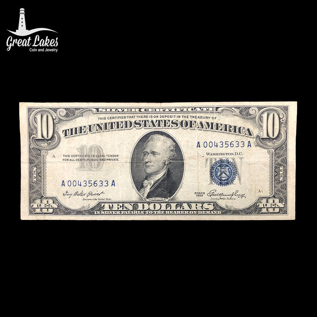 1953 $10 Silver Certificate (VF) - Great Lakes Coin