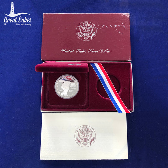 1983-S Olympic $1 Silver Commemorative Proof (With Box & COA)