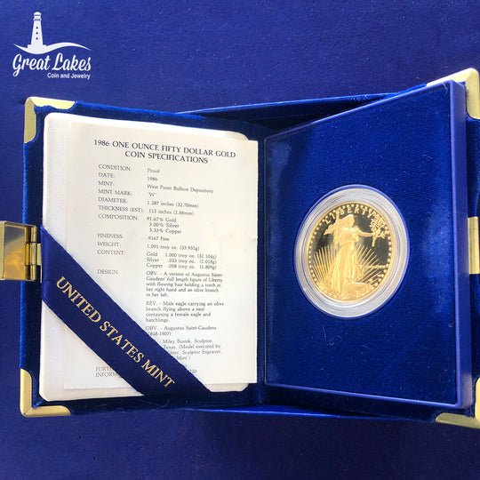1986 1 oz Proof American Gold Eagle (With Box & CoA)