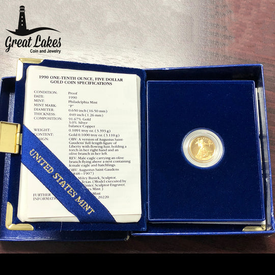 1990 Proof 1/10 American Gold Eagle (with Box & CoA)