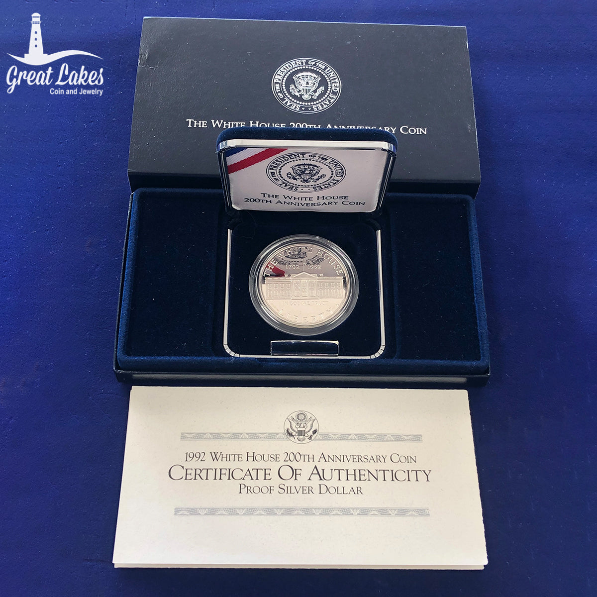 1992-W White House $1 Silver Commemorative Proof (with Box &amp; CoA)